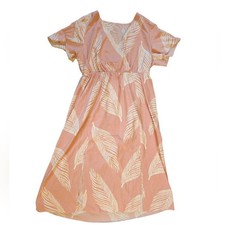 SHEIN Pink and White Feather Midi Dress Women's 1X