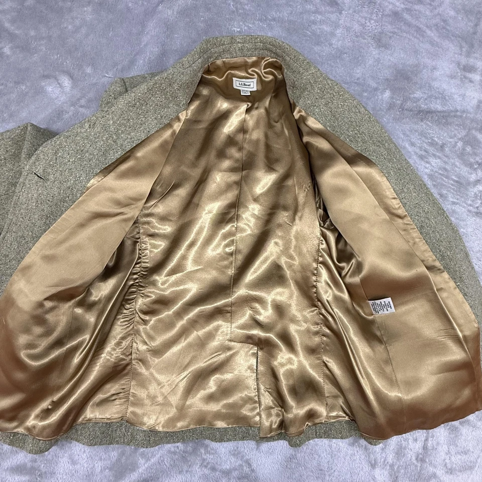 Blazer LL Bean Mujer Medio Verde Mezcla de Lana Tweed Chaqueta Forrada Bolsillos Clásico Foto 3 de 4