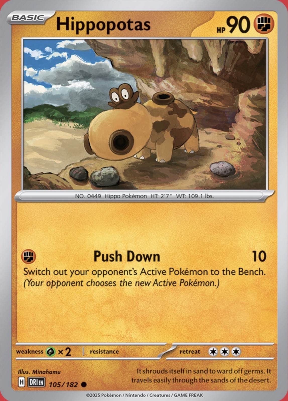 Hippopotas 105/182 Pokémon SV10: Destined Rivals Common Regular 2025 NM