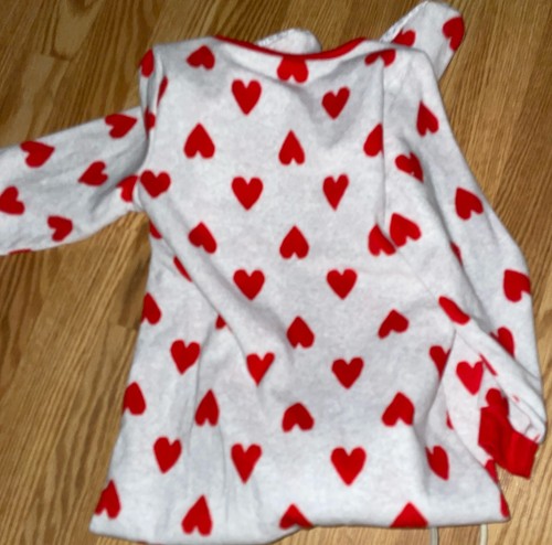 New Carter's 1-Pc Hearts Fleece pajama PJs Girl Sleeper Footed 5T - Picture 2 of 5