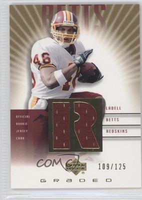 2002 Upper Deck Graded Rookie Game Jerseys Gold /125 Ladell Betts #LB-500 RC 9b4