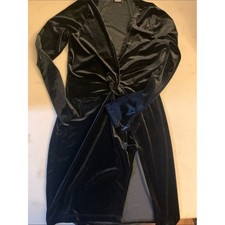 Fashion Nova Black Velvet Long-Sleeve Twist-Front Dress