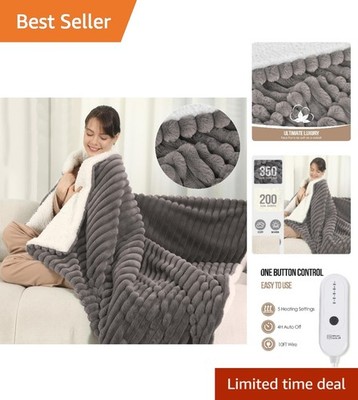 Electric Blanket Throw Size 50x60 Inches, Extra Thick 350GSM Luxury Faux Fur ...