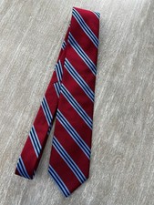Brooks Brothers Mens Designer Striped Repp Tie Silk Made USA Red Navy Blue Burgu