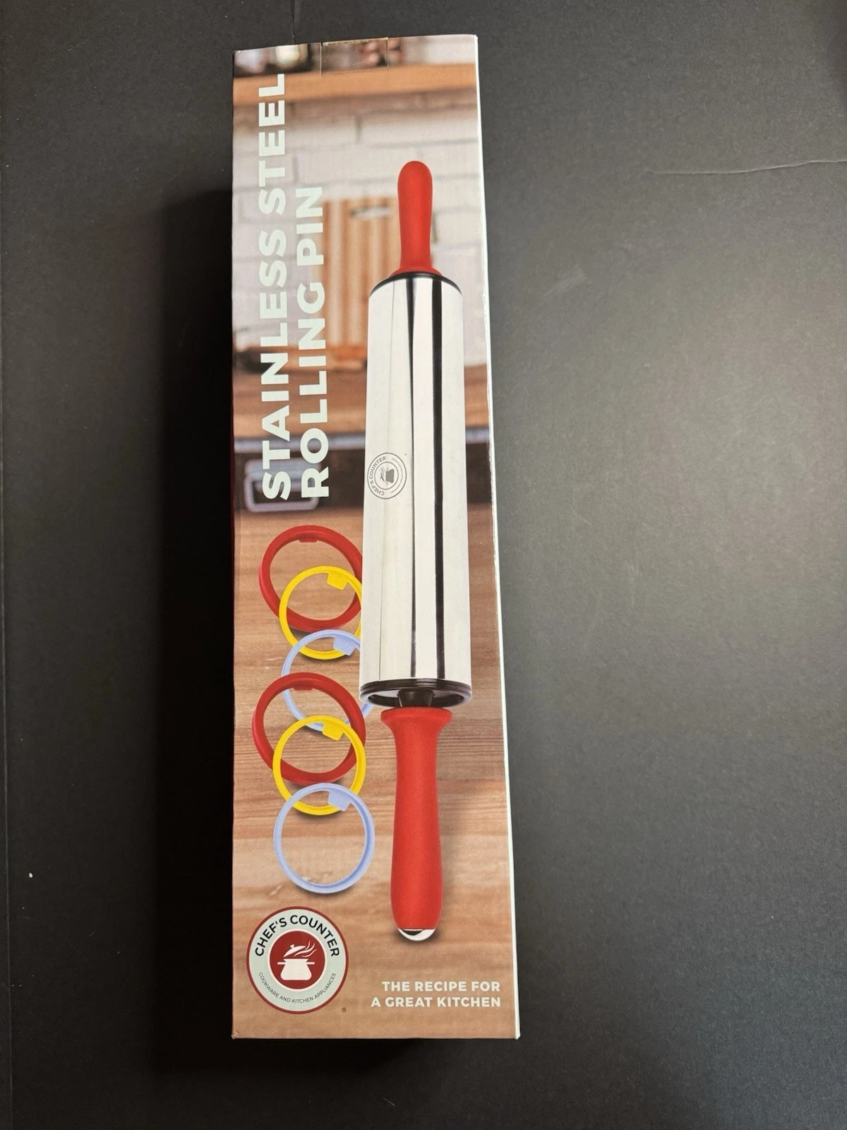 New Chefs Counter Stainless Steel Adjustable Rolling Pin 19.5" GREAT DEAL