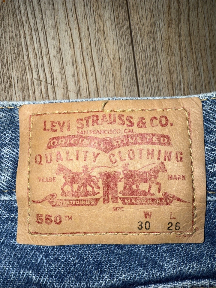 Jeans Husky Boys Levis 550 Vintage Calce Relajado Rojo Pestaña Denim 100% Algodón 30x26 Foto 3 de 4