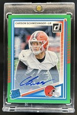 2025 Panini Donruss Carson Schwesinger Rated Rookie Auto Green RC #392 Browns