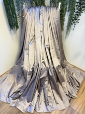 Taupe Grey Cotton Satin Heavy Curtains Each 131”Wx70”D Lined Extra Wide Pleat