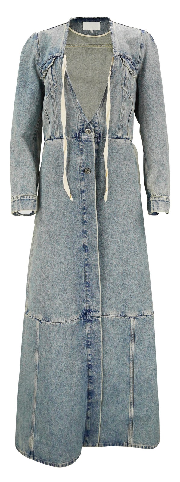 Maison Margiela Denim Maxi Coat Womens US 8 Light Blue Cotton NWT