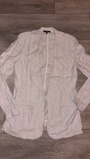 NYDJ Small One Button Blazer White Gray Linen Blend Lightweight New W/O Tags