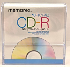 Memorex CD-R, 52x 700MB, 80 Min, 10 Pack w/ Sleeves - Music Photos NEW  SEALED 