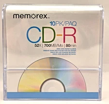 Memorex CD-R, 52x 700MB, 80 Min, 10 Pack w/ Sleeves - Music Photos NEW & SEALED!