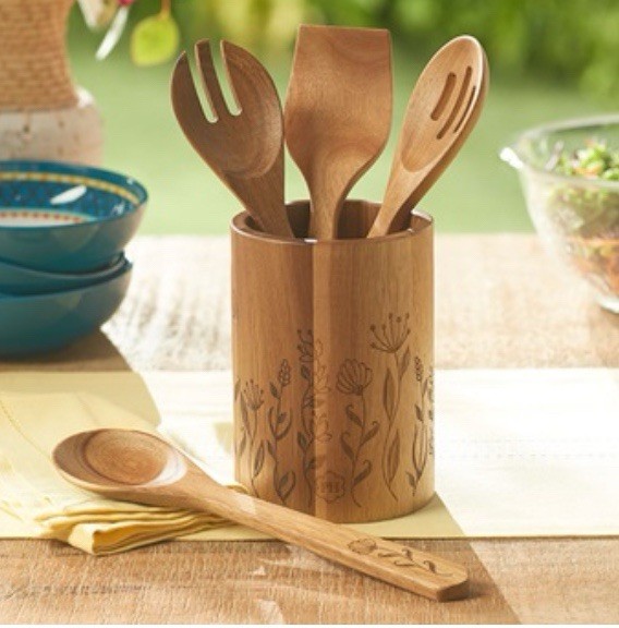 Princess House Wildflower 5-Pc Wooden Tool Set 10105 &10106 for