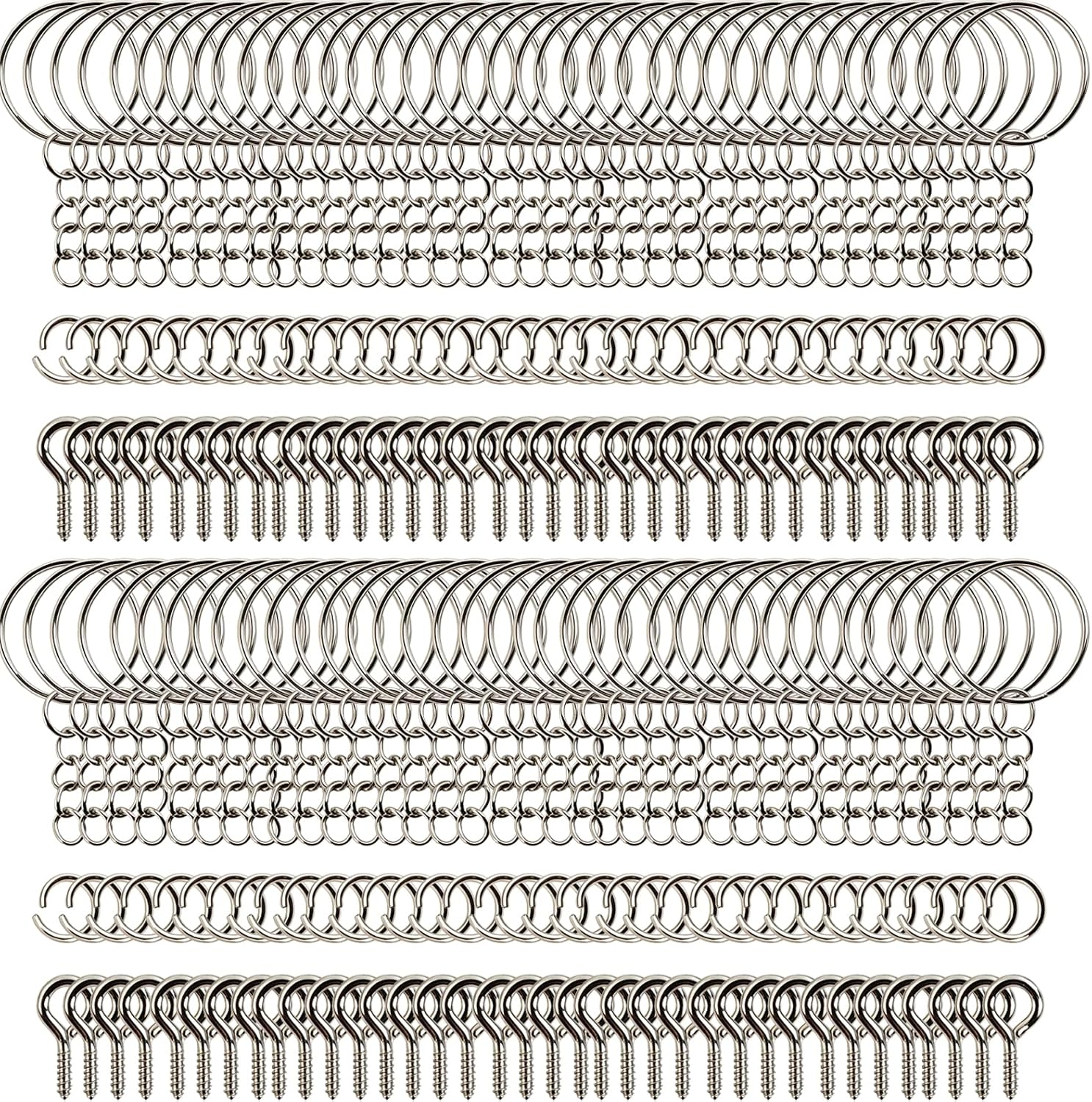 Keychains N Rings 363PCS Keychain Bulk, 121Pcs Keychain Rings with Chain and Open Jump ...