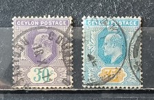 CEYLAN 1904-05-lot 2 timbres  oblitérés Y&T # 163-164
