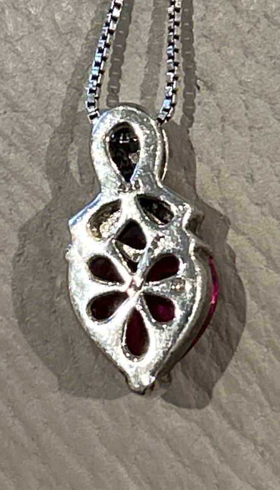 Pink Topaz Heart 14kt W/gold & Diamond Accent Necklace 18" 925 - Image 3 of 4