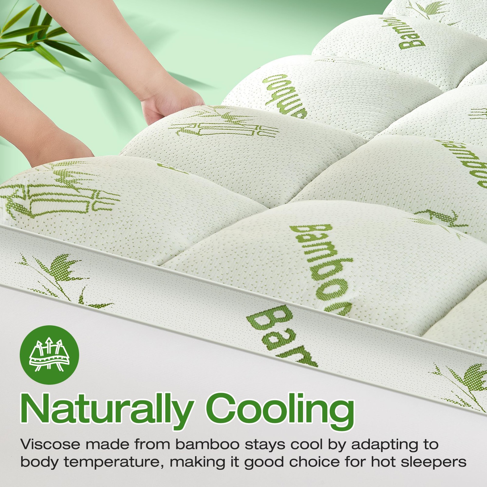 Easthome Mattress Topper Queen Size Viscose Derived from Bamboo, Thick Soft P...