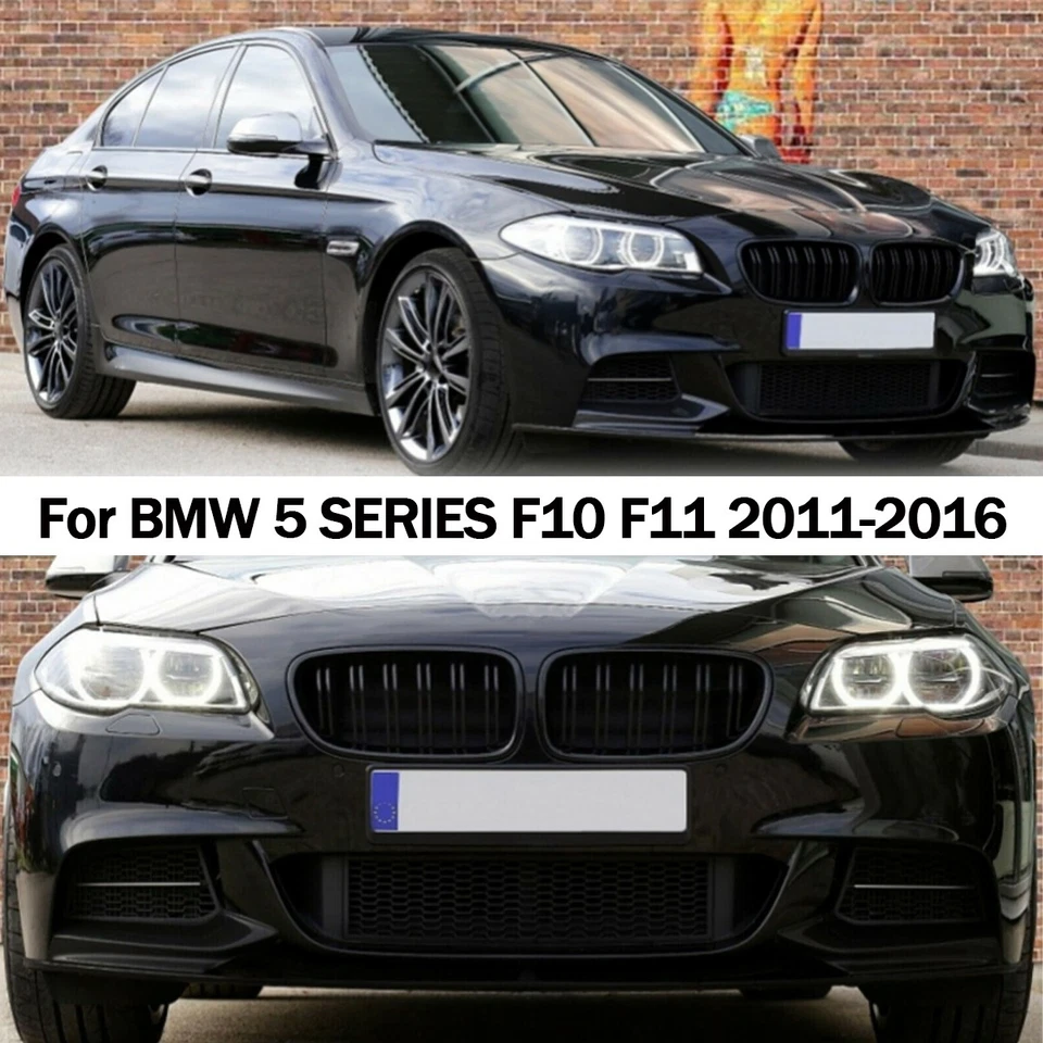 Glossy Black Front Kidney Grille For BMW 5 Series F10 F11 550i 535i 2010-2016 Foto 2 de 4