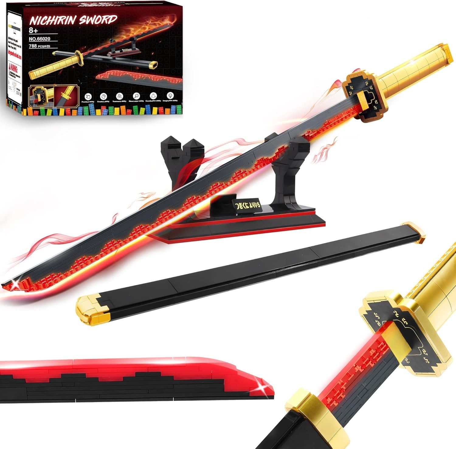 武具 Kouichi 39in Tsugikuni Yoriichi Sword Building Blocks, 788 Pieces for