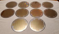 10 PC Lot Semiconductor Silicon 200mm 8" Wafers with Die Chip Designs Lot GS
