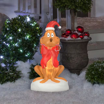 GRINCH DOG~MAX WITH CANDY CANE~BLOW MOLD~INDOOR~OUTDOOR~20.4 INCHES TALL~NIB