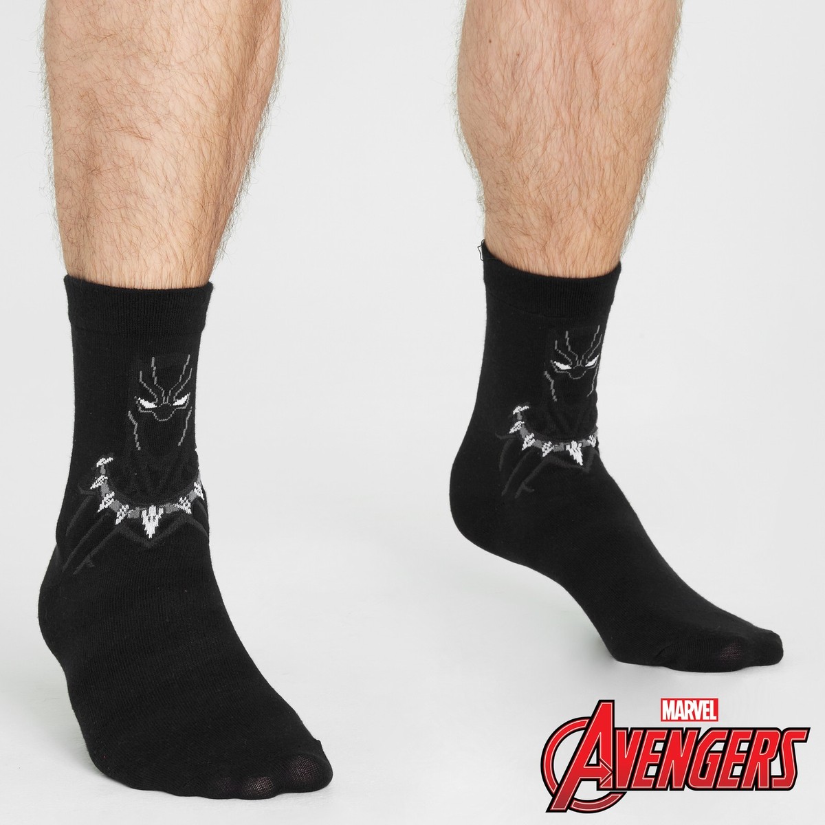 Koton Herren Avengers Socken – Lizenzierte Stickerei, 1 Paar, Weiß