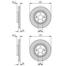 2X BOSCH BREMSSCHEIBEN Ø321mm VORNE PASSEND FÜR HYUNDAI GRAND SANTA KIA SORENTO