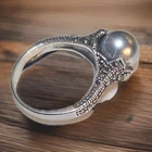 Vintage Style Pearl Ring 925 Sterling Silver Marcasite Art Deco Size 7