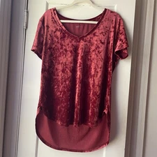 Soho Women’s L Crushed Velvet Top Short Sleeve Layers Holiday Goth Grunge Hippie