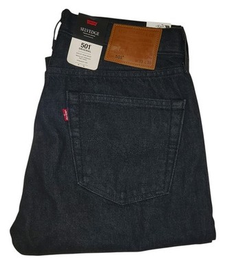 Levi's 501 Men's Original Straight Fit Selvedge Jeans Soft Rigid Black 3654