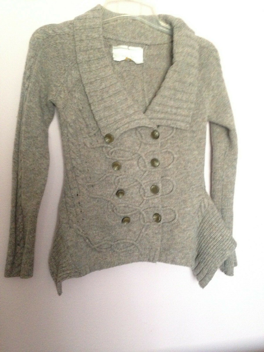 Anthropologie Leifsdottir ladies Grey Wool Cardigan Sweater XS