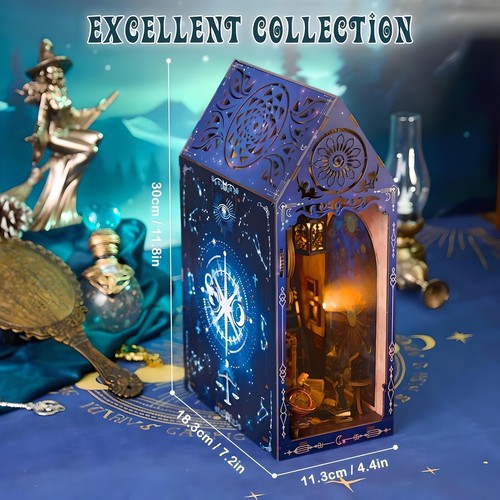 DIY Book Nook Kit – Magic Research Society – Miniature Wizard Room with LED - Picture 2 of 10