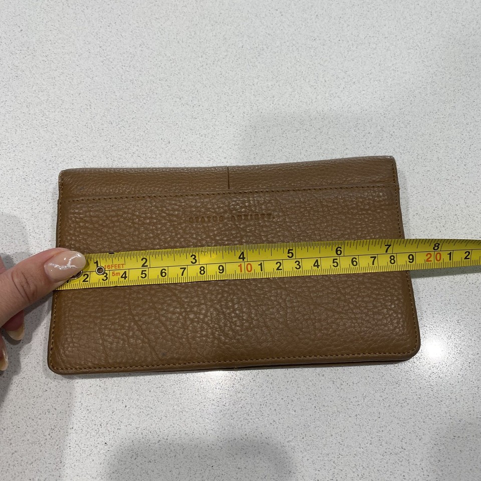 STATUS ANXIETY " Triple Threat " Pebble Tan Brown Leather Bifold Wallet