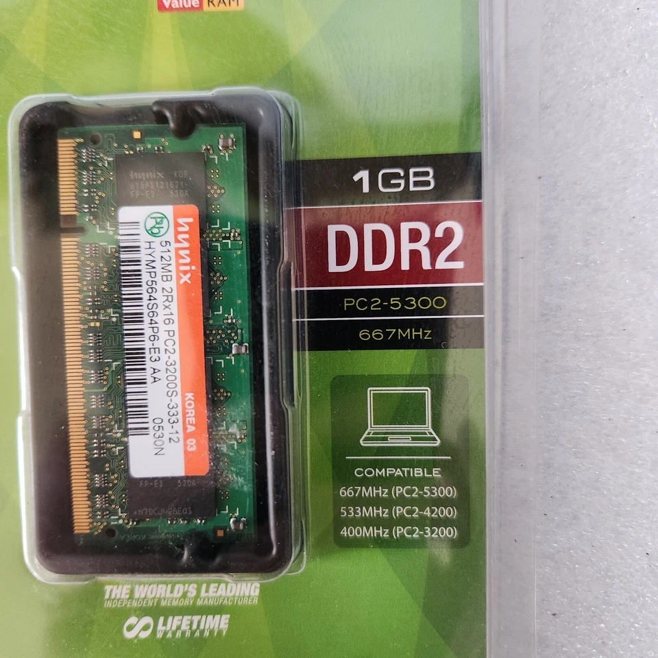 Kingston PC2-5300 1GB SO-DIMM 667 MHz DDR2 SDRAM Memory (KVR667D2SO/1GBR) - Image 2 of 4