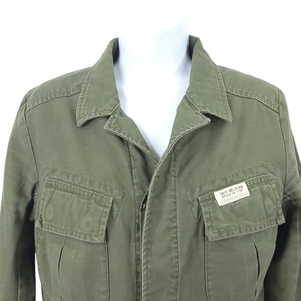 Chaqueta utilitaria True Religion verde militar LEER para mujer talla XS camisa manga larga Foto 3 de 4