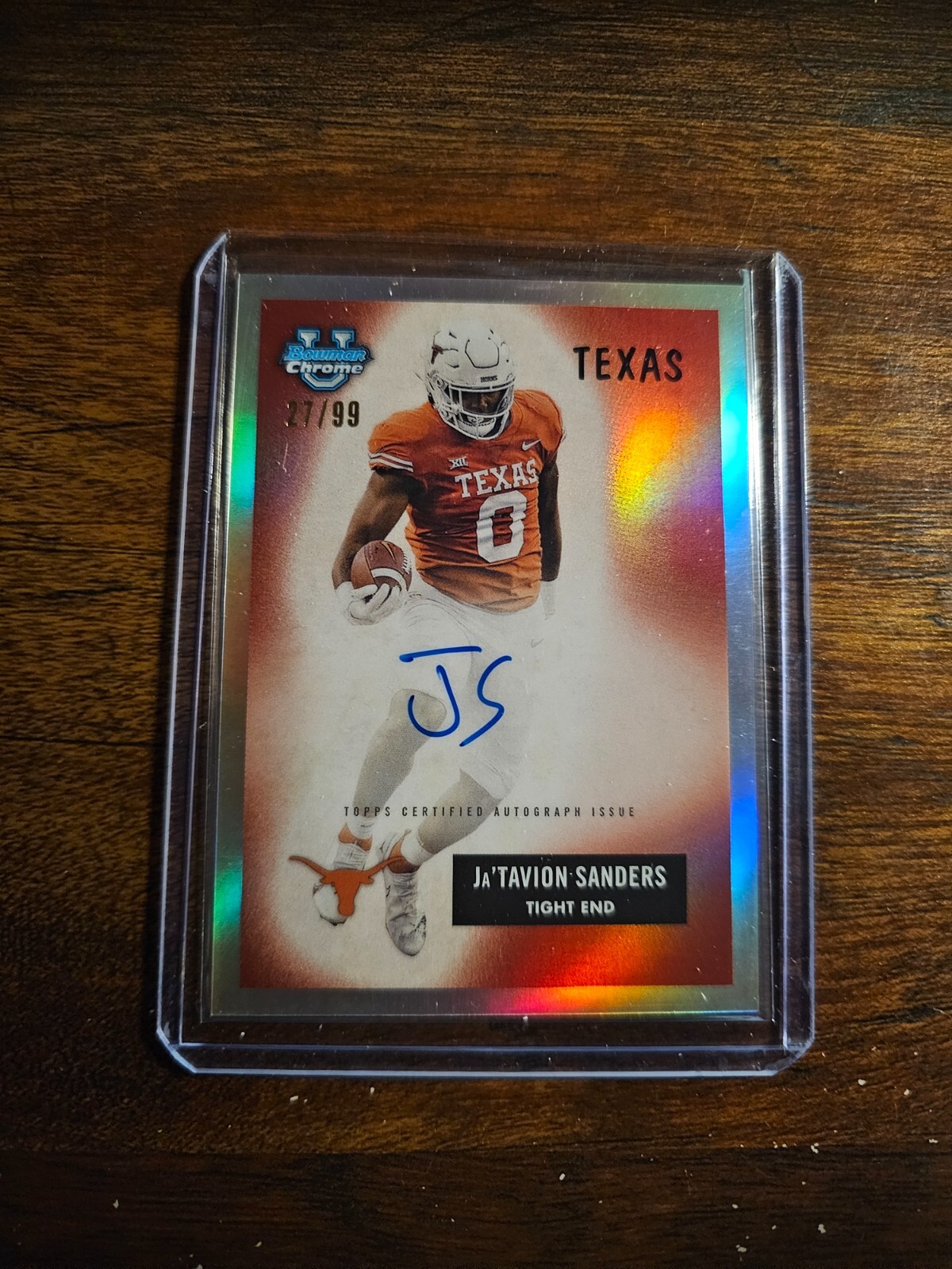 2023 Bowman Chrome University JA'TAVION SANDERS 1955 Bowman Auto 27/99 Texas SP