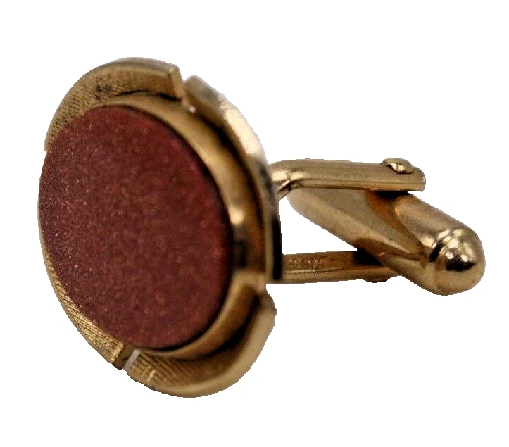 Gemelos ovalados de piedra dorada de calidad italiana Italia de colección tono dorado Foto 2 de 4