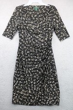 Lauren Ralph Lauren Brown Ruched Silky Midi Dress-Size 2