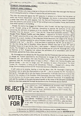 NF Factional Flyer August 1979: Tyndall/Brons Directorate Elections C18 BNP Rare
