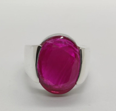 Herren Rubin Ring, 925 Sterling Silber natürlicher rosa Rubin, handgefertigter Rubinring