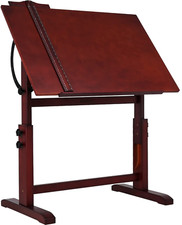 Wood Drafting Table Artist Drawing Height Adjustable Tilting Tabletop Pine Wood