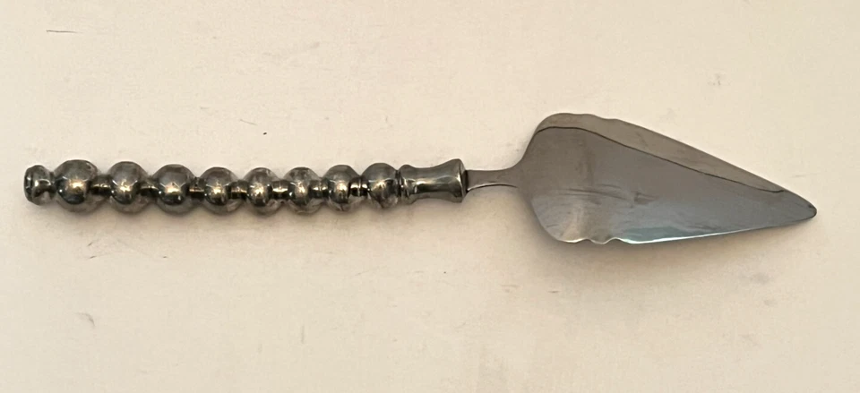 Lenox Organics Silver Tone Metal Beaded Cake Knife Server Salad Fork Spoon Set 3 - Image 4 of 4