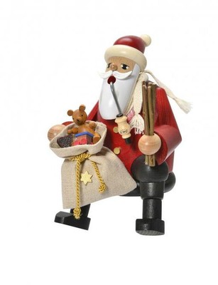 YS Räuchermännchen „Kantenhocker – Weihnachtsmann“ Ca. 18 Cm Hoch – Traditionelle Holzfigur Für Räucherkerzchen