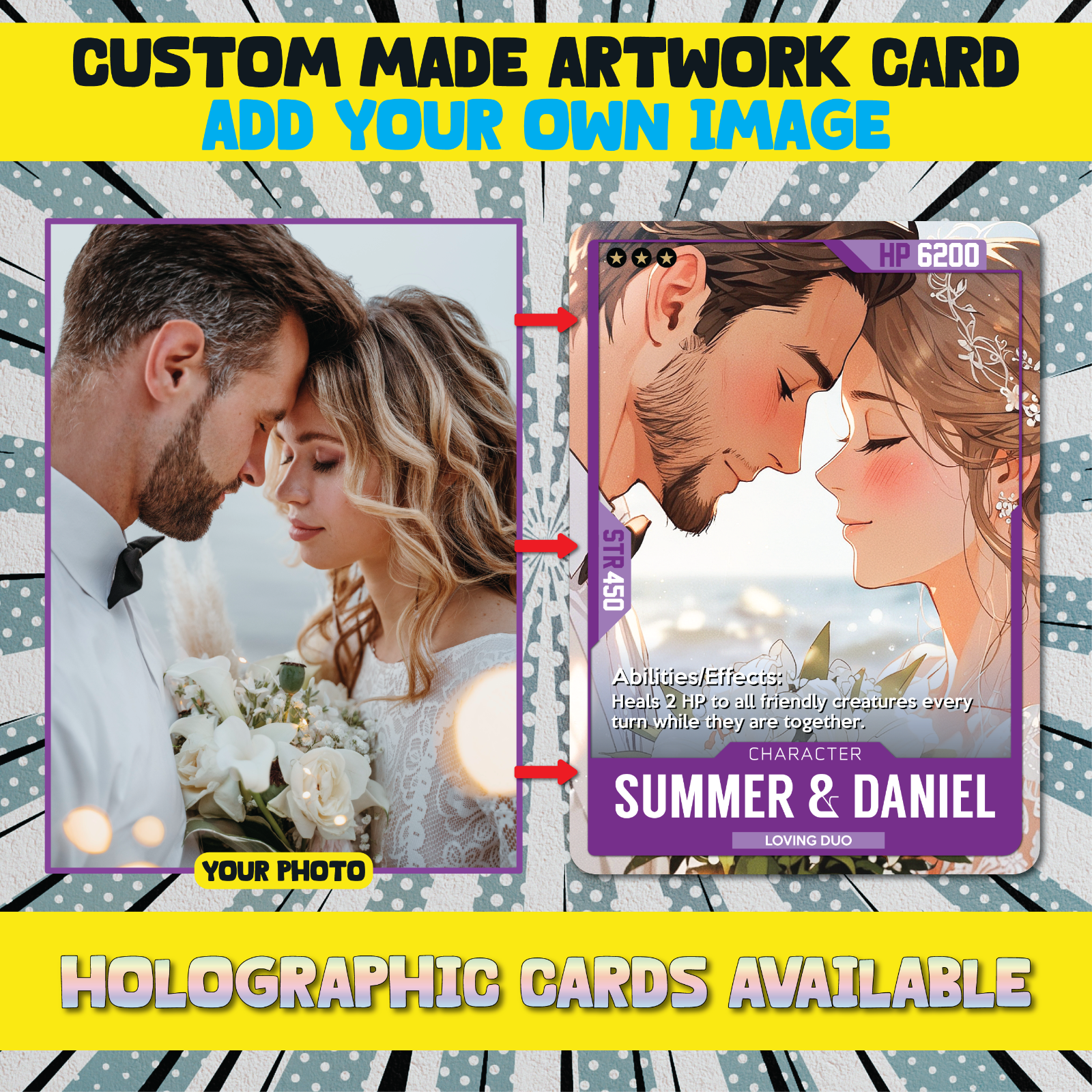 Custom Character Trading Card | Personalized Artwork | Holographic Options