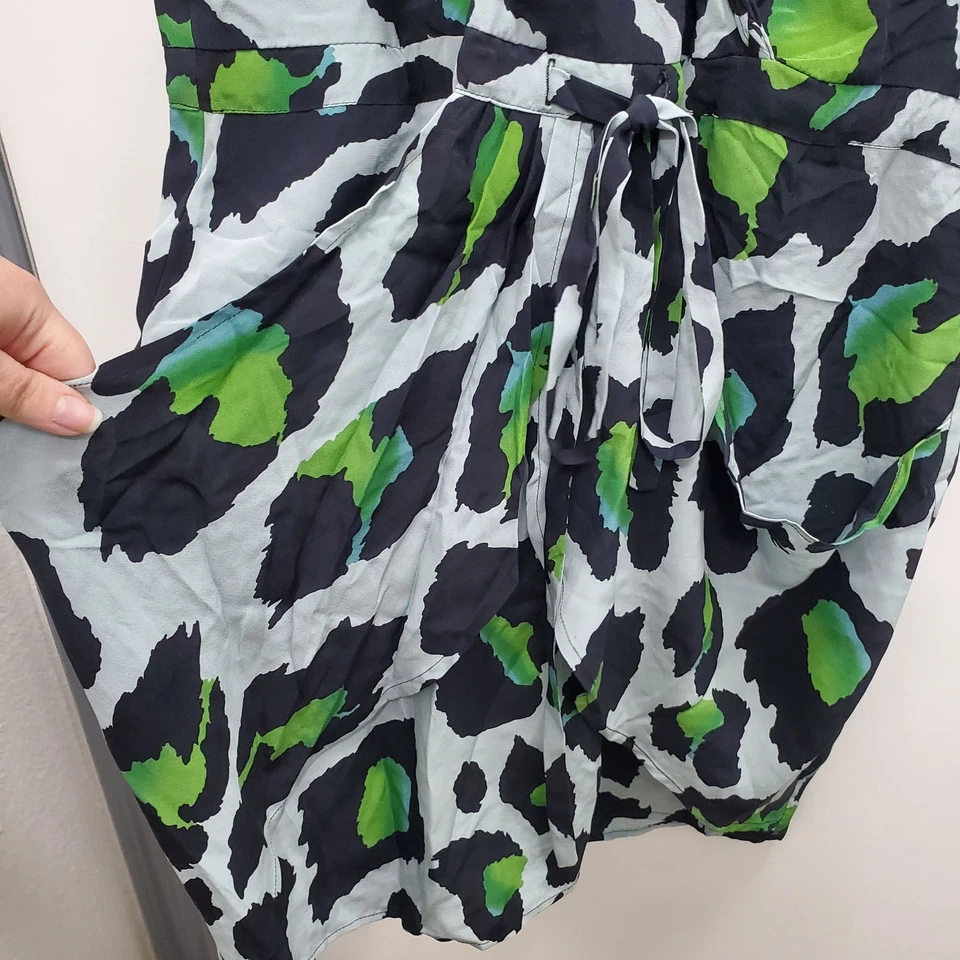 Платье-галстук женское Charlie Jade 100% шелк зеленое животное искусственное с запахом без рукавов размер S - Изображение 2 из 4