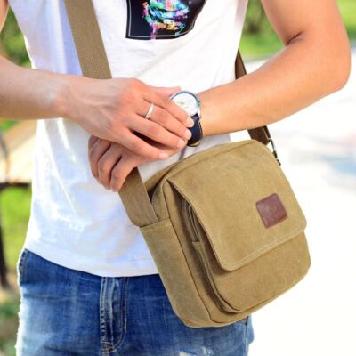 Vintage Canvas Men Crossbody Bag Large Capacity Anti-theft Outdoor Small Bag