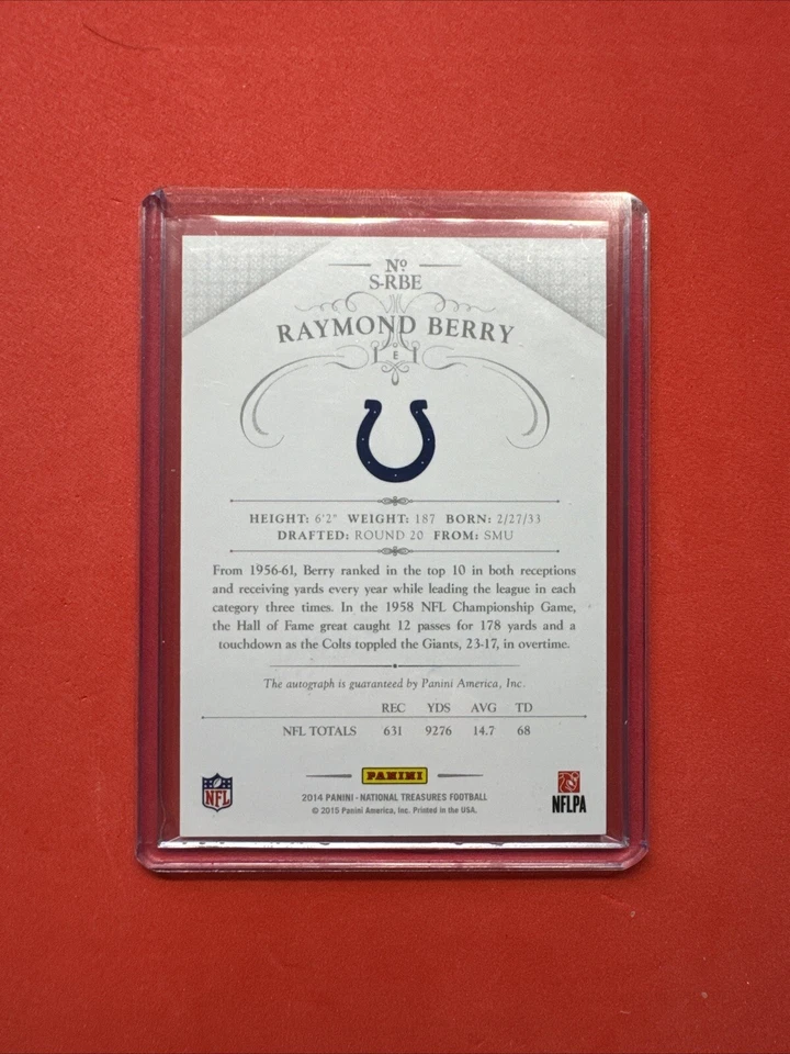 2014 National Treasures Signatures Black #S-RBE Raymond Berry Auto 4/4 HoF - Imagem 2 de 2