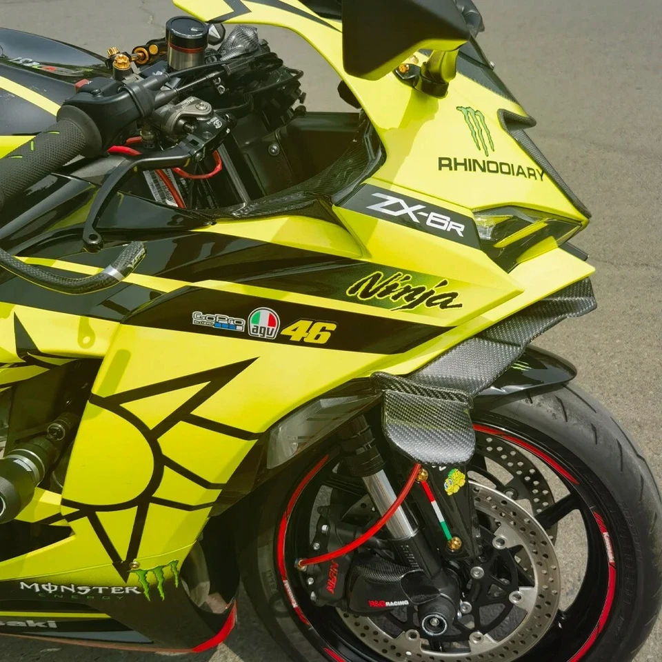 Alerón labio delantero carenado carga aerodinámica alerón alerón para Kawasaki Ninja ZX6R Foto 2 de 4