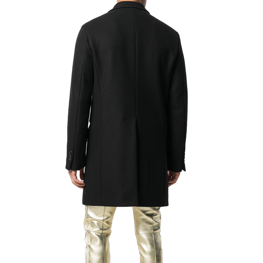 DSQUARED2 Black Wool Leather Coat with Zipped Pockets, Size 50 image 10