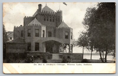 Winona Lake Indiana Dr Sol C Dickeys Cottage 1908 Postcard